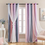 XiDi Curtains for Bedroom Decor, Rainbow GreyPinkPu-52-96 by Addsomecolortolife