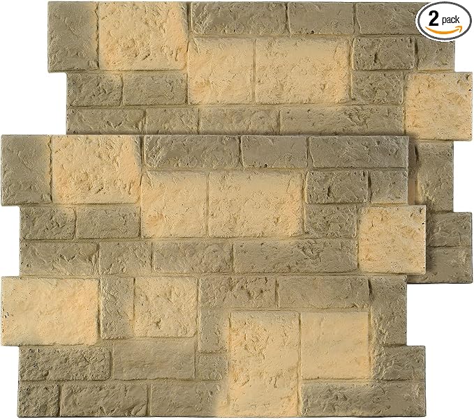 2 Pack PU Stone Faux Wall Panels Outdoor, 44.5"w×30.7"h Rock Exterior Faux Wall by Unknown