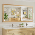 72x36 Inch Bathroom Mirror for Wall, Anti-Rust Oak Wood Grain Metal Framed by Briivuemodernmirrors