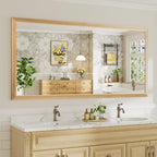 72x36 Inch Bathroom Mirror for Wall, Anti-Rust Oak Wood Grain Metal Framed by Briivuemodernmirrors
