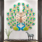 Large Peacock Wall Clock Silent Non-Ticking, 3D Creative Luxury Decorative Wall by FMTADDecorativeWallClocks