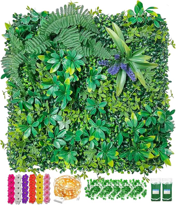 Artificial Grass Wall Panels for Indoor Outdoor, 16 Pack 20"x20", Boxwood Panels by Sturdon