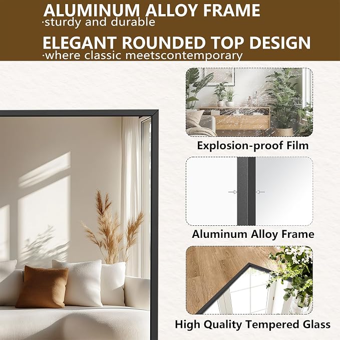 Koonmi 86"x40" Floor Mirror Full Length, Bedroom Floor Body Mirror - Image 4
