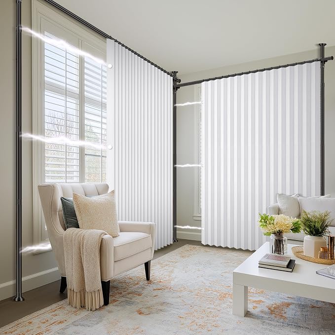 100% Blackout Room Divider Curtains Sets White W100 x L96 in 2 Panels No Drill - Image 9