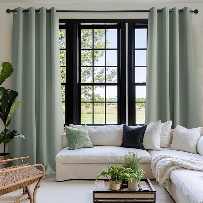 NICETOWN Room Darkening Draperies Curtains Panels, 2 Panels Sage Green W52 x L84 - Image 8