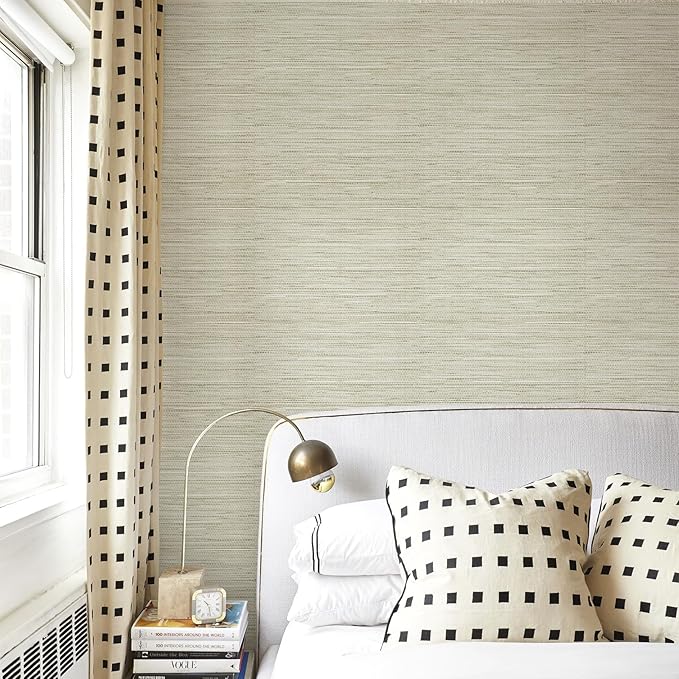 Simon&Siff Cream Textured Grasscloth Peel and Stick Wallpaper 17.7"x394" by SimonSiff