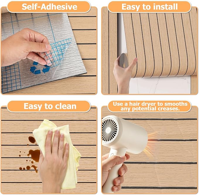 Arthome Peel and Stick Slat Wall Panels 15.7 "x120, Self-Adhesive PVC Wood - Image 6
