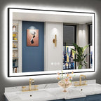 55x36 Black Framed LED Bathroom Mirror by Awandee