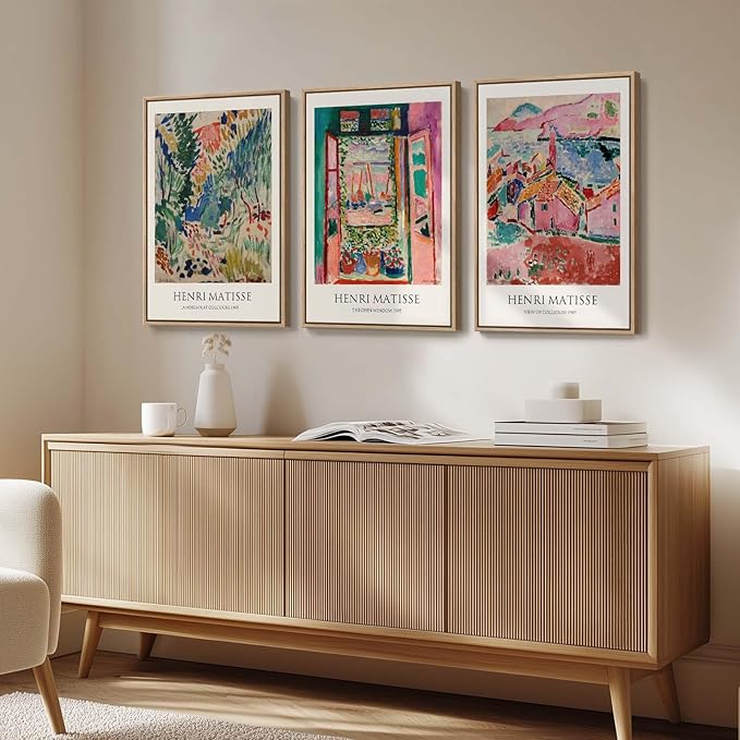 Framed Vintage Matisse Wall Art, Large Set of 3 Piece Colorful Canvas Artwork - Image 2