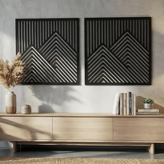 River's Edge Essentials Wood Mountain Wall Decor – Set of 2 Modern Wood Wall Art - Image 8