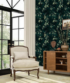 Dark Bamboo Leaves Peel and Stick Wallpaper, Moody Leaf Design Self Adhesive - Image 2