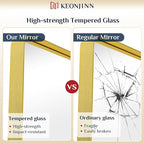 Keonjinn Gold Bathroom Vanity Mirror 48 x 36 Inch Large Rounded Rectangle - Image 5