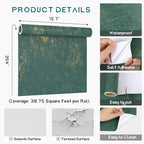 VEELIKE Distressed Teal Gold Metallic Peel and Stick Wallpaper Plaster Concrete - Image 9