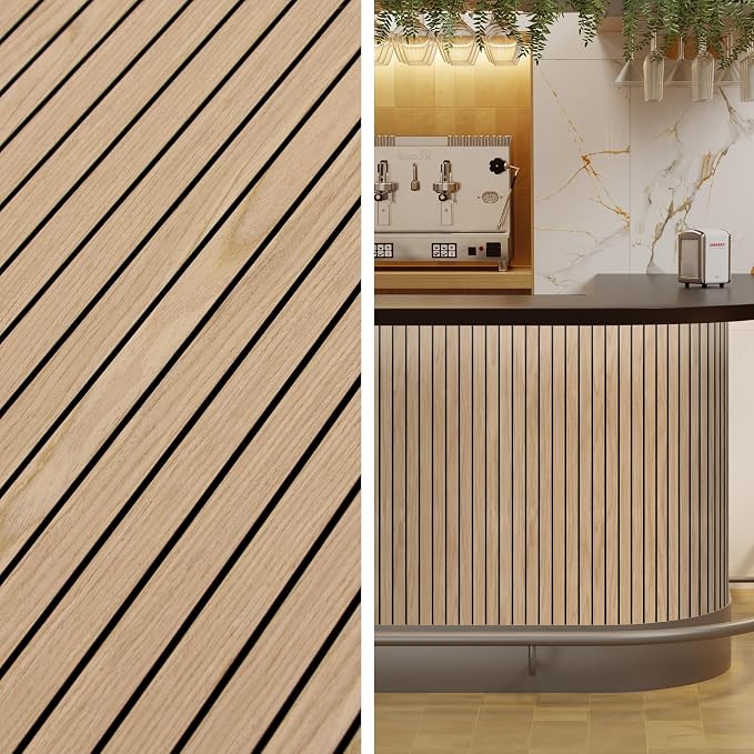4-Piece Wood Slat Wall Panel for Interior Wall Decor Noise Cancelling 47.2" x - Image 4