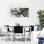 Abstract Butterfly Wall Art Teal Grey Yellow Butterfly Wall Decor Modern Marble - Image 2