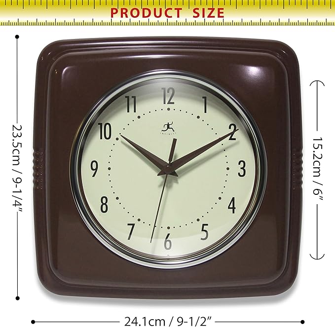 Infinity Instruments Square Retro Wall Clock - Image 7