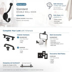 Amerock H55465MB | Adare Double Prong Decorative Wall Hook | Matte Black Hook - Image 6
