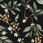 Extra Long Dark Peel and Stick Wallpaper 17.5" x 393" – Vintage Floral Green by VOLEAARWALLPAPER