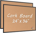 2-Pack Cork Board Bulletin Board 24 x 36, Office Board by Justdowhatyouwanttodo