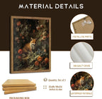 Framed Dark Academia Fox Canvas Wall Art, Sitting Fox Surrounded by Flowers - Image 5