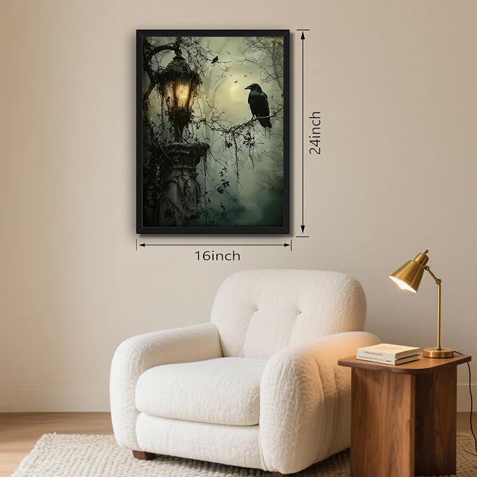Gothic Decor Framed Wall Art, Vintage Dark Academia Canvas Prints, Horror - Image 3