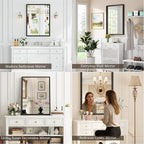 Syndra Black Wood Frame Bathroom Mirror, Waterproof Slim Deep Frame, - Image 6