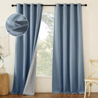 NICETOWN Stone Blue Full Shade Faux Linen Curtain Panels 90" Long, Pair of by NICETOWN