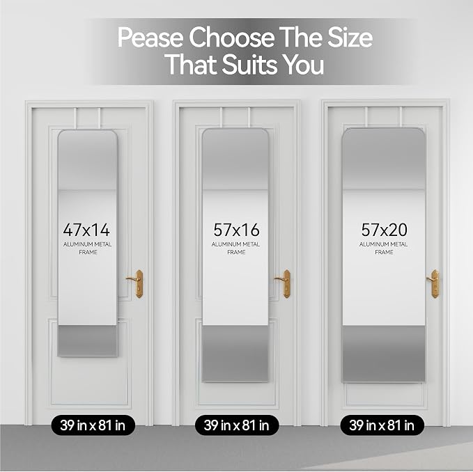 SCWF-GZ 57x20 Door Hanging Full Length Mirror, Floor or Wall Mounted Metal - Image 8