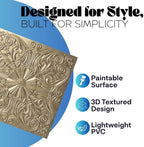 Art3d 12-Pack PVC Drop Ceiling Tiles, 2ft x 2ft, Floral Gold - Image 3