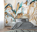 XMPMBM-Gold Quicksilver Marble Fabric Wallpaper Abstraction Art Textured Living by XMPMBM-Wallpaperthatwontpeeloff