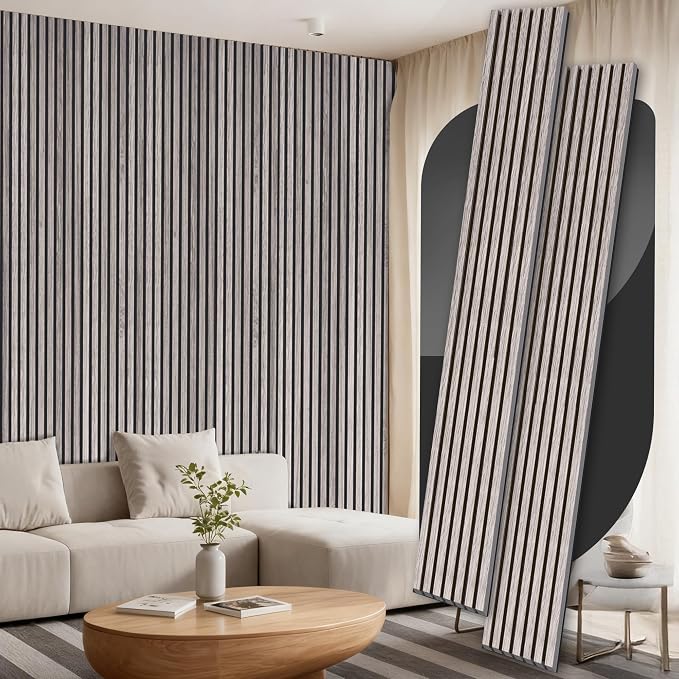 2 Pack Wood Panels for Wall, 106.3" × 11" Wood Slat Acoustic Panels for Wall by Ritollo