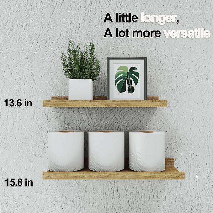 Floating Shelves for Wall Decor, Wall Mounted Wood Storage Shelf for Bedroom - Image 5
