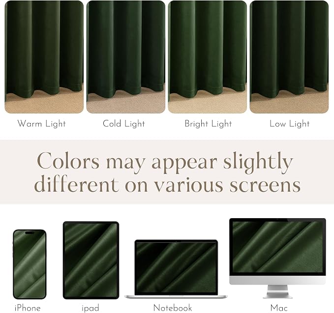 NICETOWN Olive Green Velvet Curtains 96 inch Long - Image 8