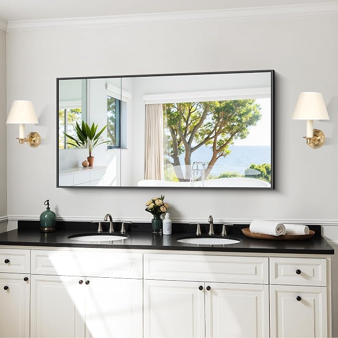 KOCUUY Black Bathroom Mirror, 24x48 Inch Rectangle Mirror - Image 2