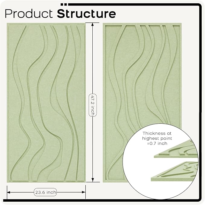 BUBOS 4 Pack Large Acoustic Panels, Total-Size 47.2 x 23.6 Inches Soundproof - Image 2