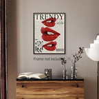 jkahh Trendy Y2k Newspaper Wall Art Vintage Red Lips Kiss Prints Poster Fashion - Image 5