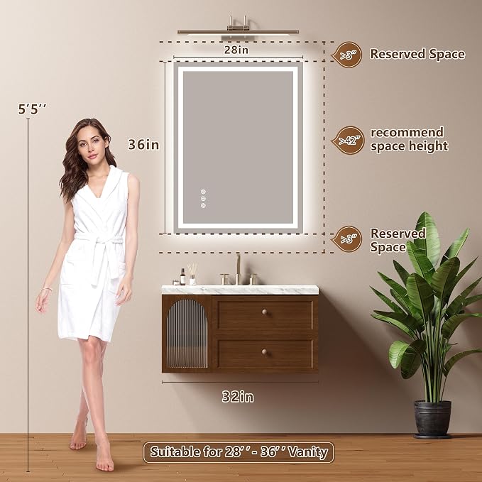 28x36 Inch LED Lighted Bathroom Mirror - Image 7