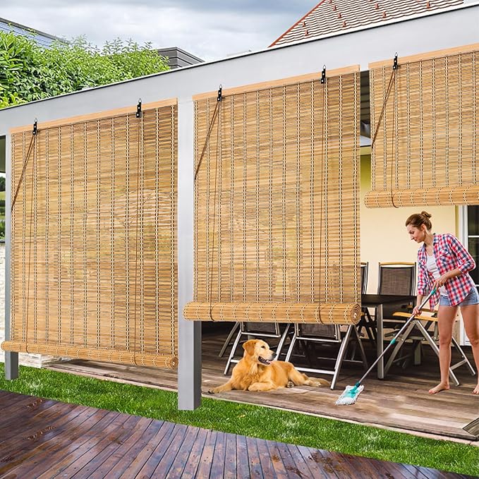 40x72 Inch Bamboo Blinds for Interior Windows, UV Protection Roman Bamboo - Image 2