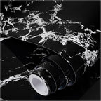 practicalWs Glossy Marble Wall Paper Granite Black/Grey Kitchen Countertop by practicalWs