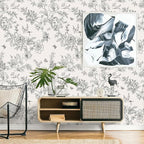 Froluya Black and Cream White Floral Wallpaper Peel and Stick Wallpaper - Image 2