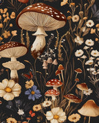 BOKEBEVE Extra Long Mushroom Peel and Stick Wallpaper Vintage Wallpaper Floral by BOKEBEVE