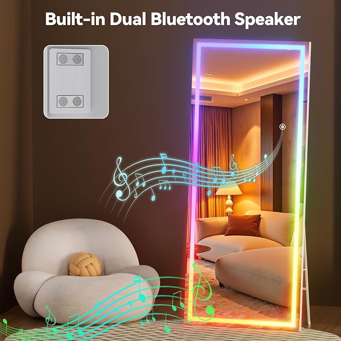 Hasipu 71"x24" LED RGB Bluetooth Full Length Mirror - Image 9