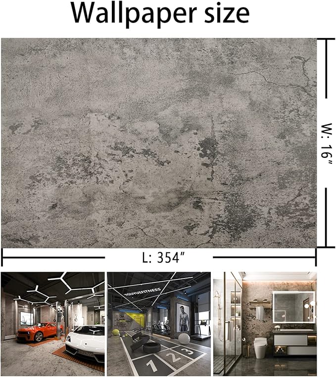 BAYYA Concrete Wallpaper Peel and Stick Grey Cement Contact Paper Industrial - Image 9
