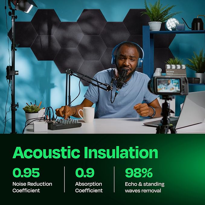 Acoustic Panels 12-Pack Soundproof Wall Panels 14"X12.1"X0.4" Sound Panels High - Image 3