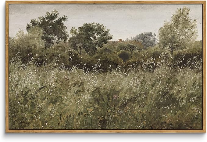 InSimSea Framed Canvas Wall Art Vintage Decor, Room Decor Wilderness Field by InSimSeaArt