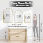 SCWF-GZ 30x20 Arch Mirror Rectangle Wall Mounted Hanging or Against Wall Metal - Image 5