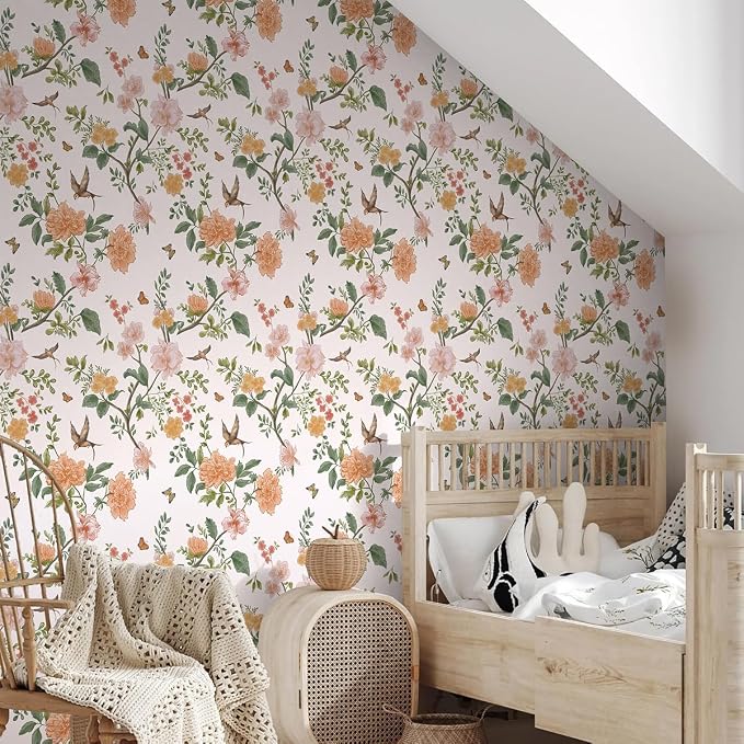 Froluya Floral Peel and Stick Wallpaper Vintage Floral Contact Paper 16.9” x - Image 8