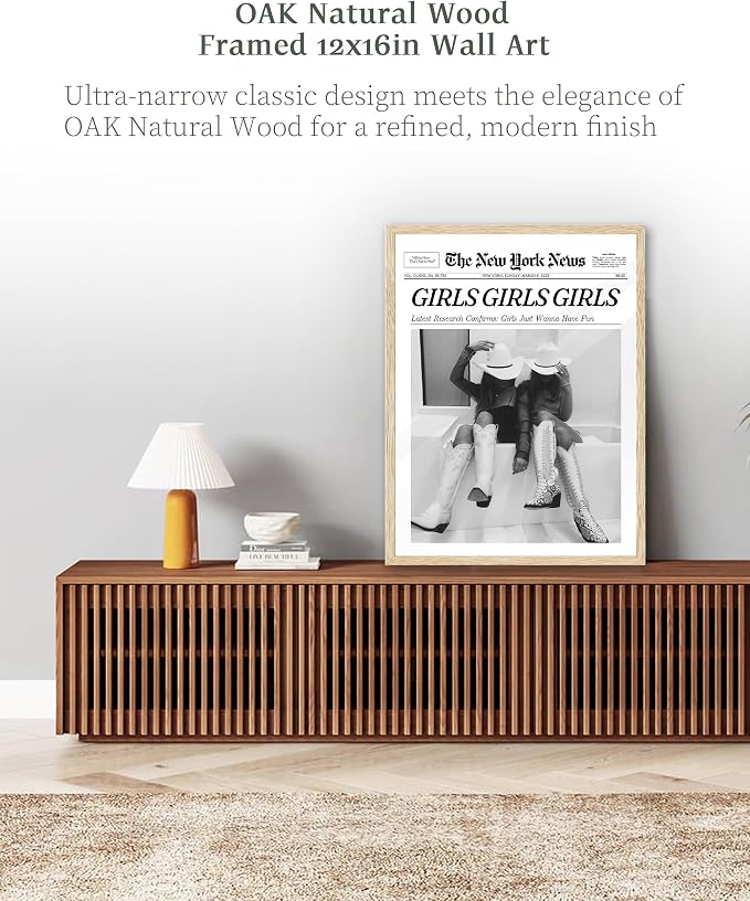 iHery Girls Just Wanna Have Fun Framed Trendy Cowgirl NewsPaper Wall Art - Image 2