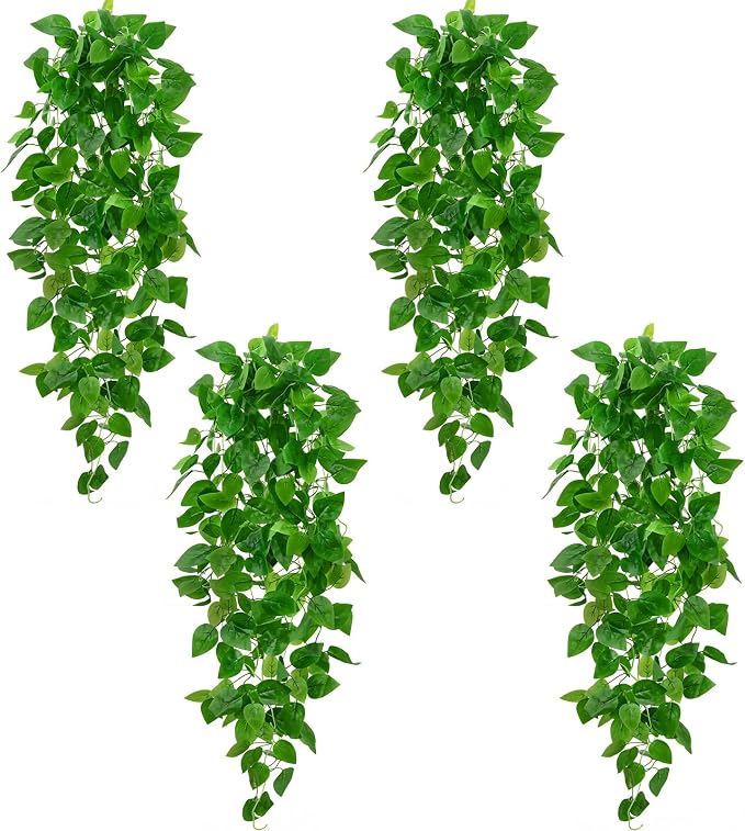 BLEUM CADE 4Pcs Fake Hanging Plants, 9 Branch Artificial Hanging Plant by BLEUMCADE