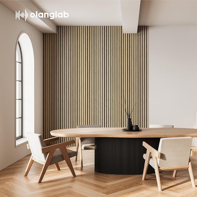 Olanglab Wood Slat Wall Panels 4 Pack, Wooden Acoustic Wall Panels, 94.5"x12.6" - Image 2